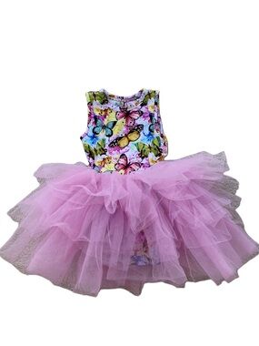 Bums & Roses Size 18-24 Months Flutter Away Colorful Butterfly Print Tutu Dress